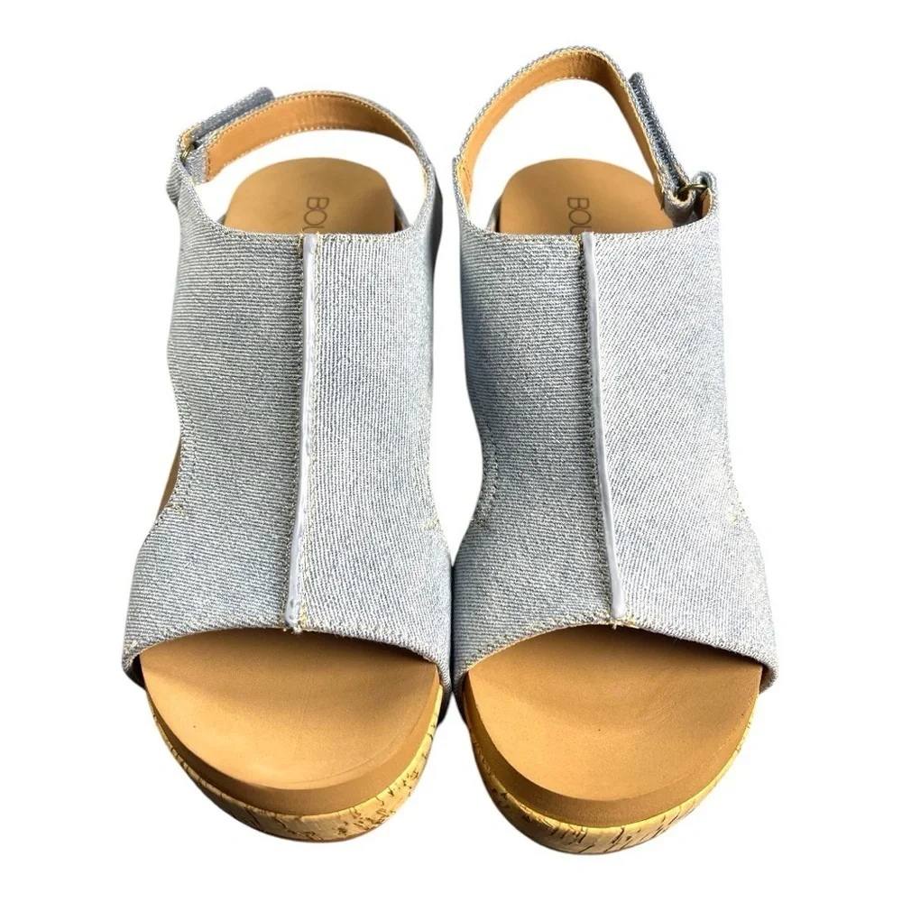 Corkys “Carley” Denim Wedge Sandals - Size 10